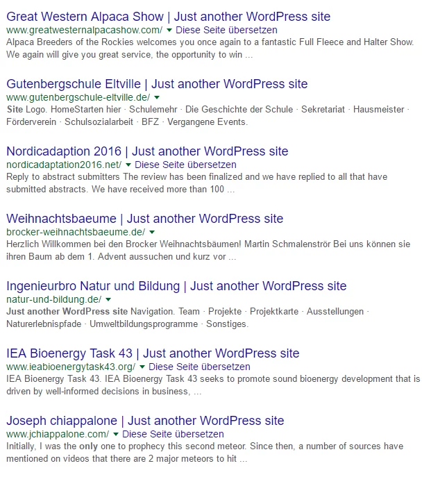 wordpress site google ergebnisse